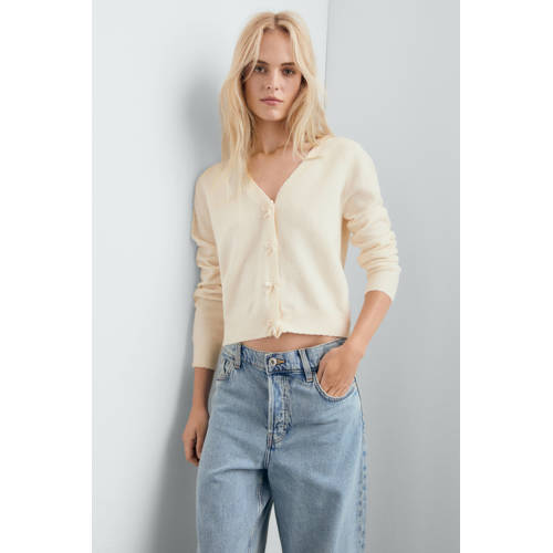 Mango gebreid vest met wol beige afbeelding