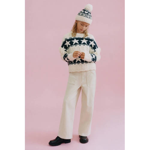 Mango Kids corduroy casual broek ecru afbeelding
