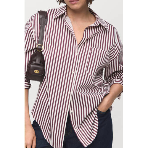 Mango gestreepte blouse donkerrood afbeelding
