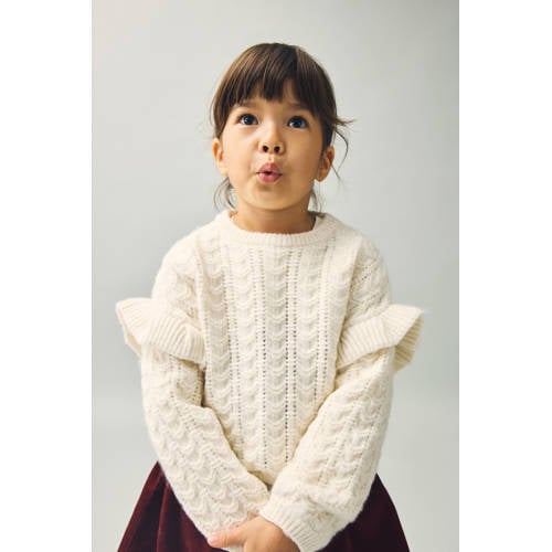 Mango Kids trui wit met kabels afbeelding