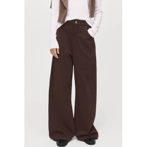 Mango wide leg jeans donkerbruin afbeelding