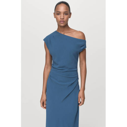 Mango off shoulder jurk blauw afbeelding