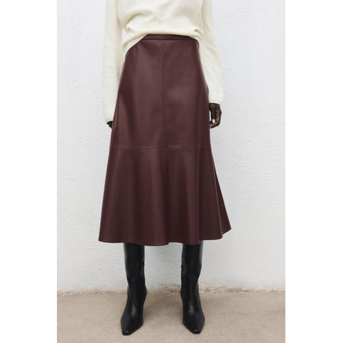 Mango imitatieleren rok donkerrood afbeelding