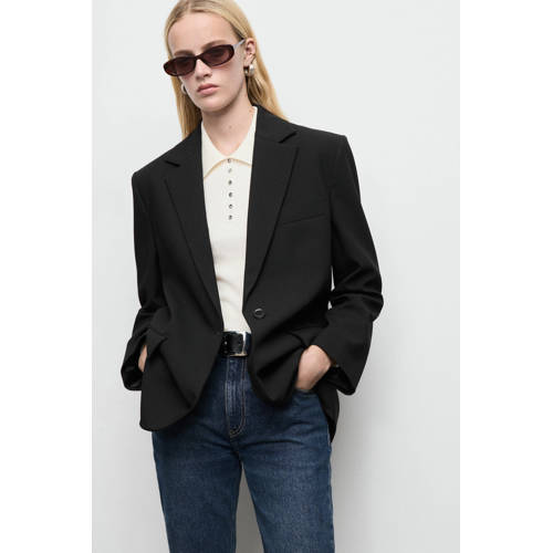 Mango regular blazer zwart afbeelding