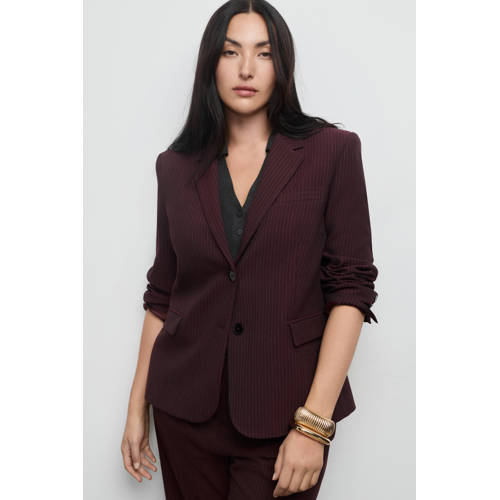 Mango regular blazer met krijtstreep donkerrood afbeelding