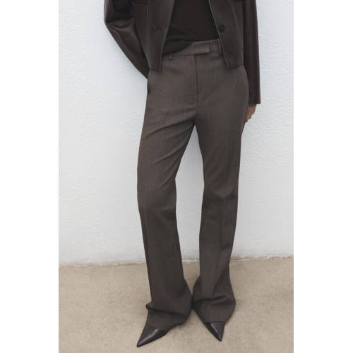 Mango flared regular waist pantalon grijs afbeelding