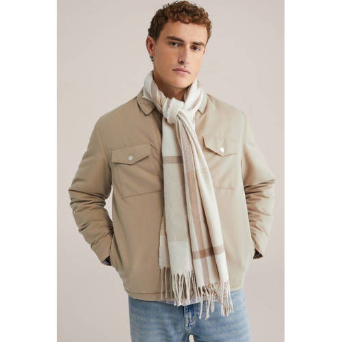 WE Fashion geruite sjaal beige afbeelding