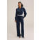 WE Fashion jumpsuit fluweel donkerblauw