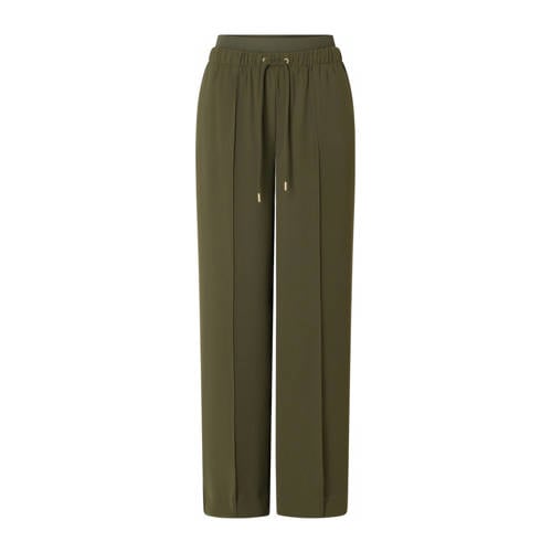 Yest Curve wide leg high waist casual broek donkergroen afbeelding