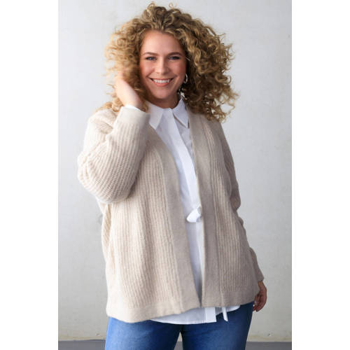 Yest Curve gebreid vest zand met lurex afbeelding
