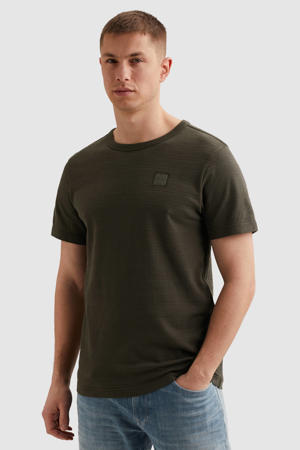 regular T-shirt gebreid donkergroen