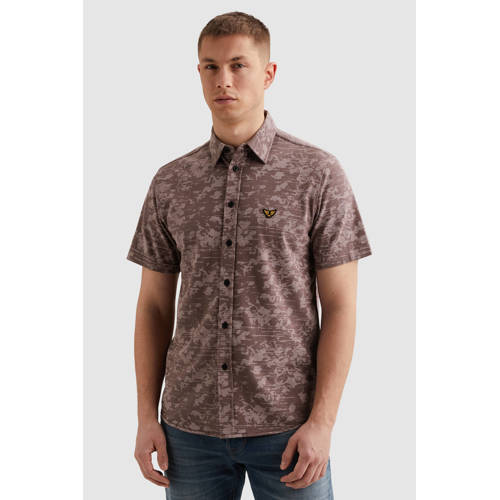 PME Legend regular casual overhemd fijn gebreid paars afbeelding