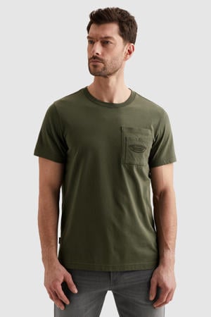 regular T-shirt donkergroen