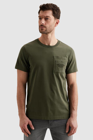 regular T-shirt donkergroen