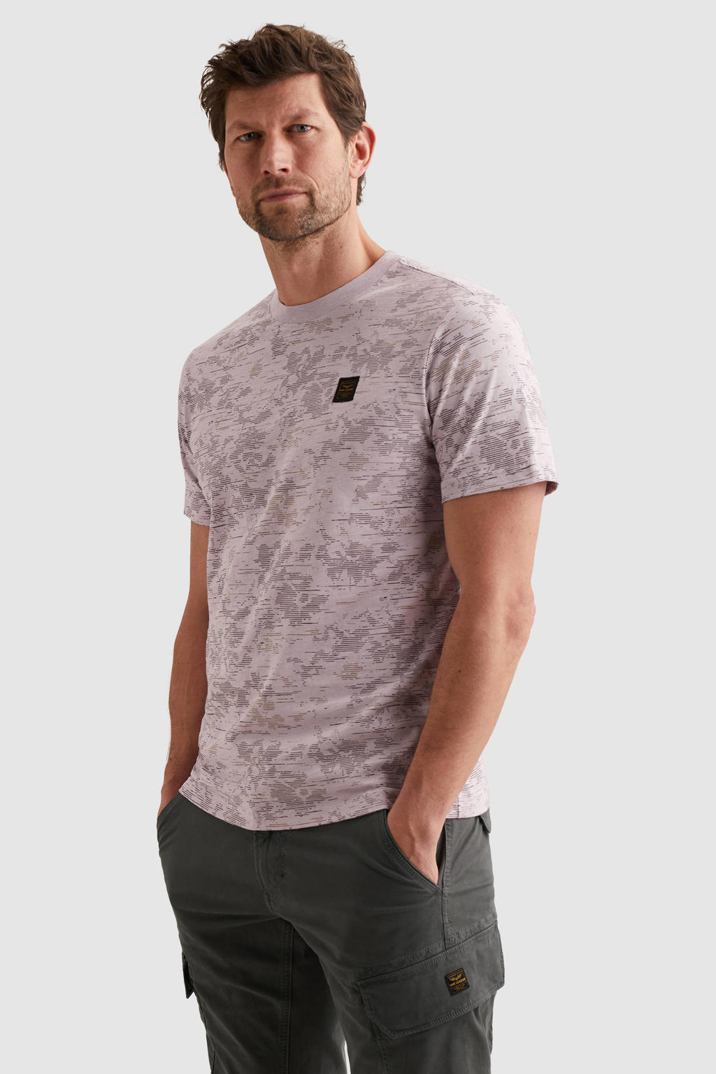 Paarse heren PME Legend regular T-shirt van katoen met korte mouwen en ronde hals