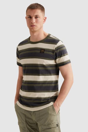 regular gestreepte T-shirt groen