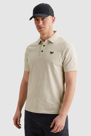 regular polo met ingebreid patroon beige