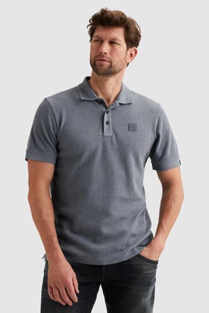 regular polo gebreid grijsblauw