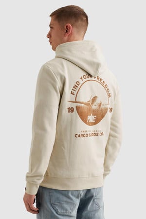 hoodie met backprint ecru