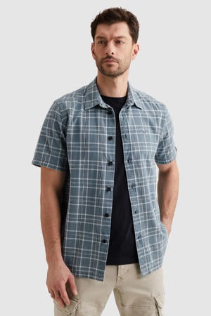 regular geruit casual overhemd blauw