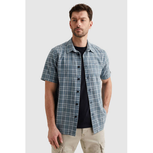 PME Legend regular geruit casual overhemd blauw afbeelding