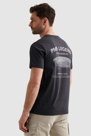 regular T-shirt met backprint donkerblauw