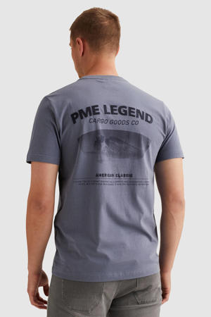 regular T-shirt met backprint blauw