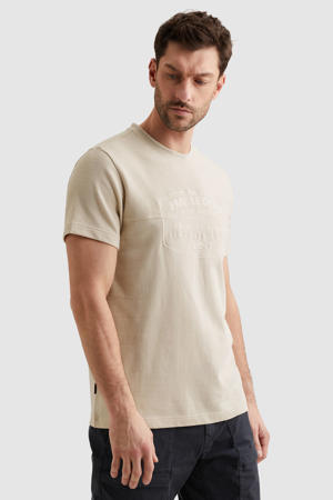 regular T-shirt beige met textuur