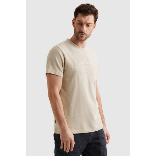 PME Legend regular T-shirt beige met textuur afbeelding