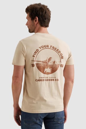 regular T-shirt met backprint beige