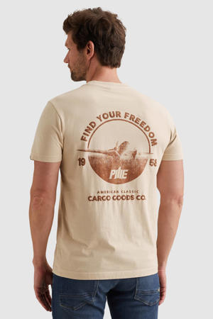 regular T-shirt met backprint beige