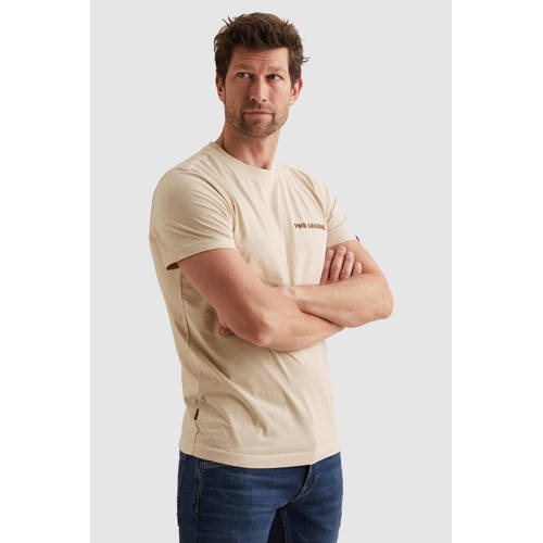 PME Legend regular T-shirt met backprint beige afbeelding