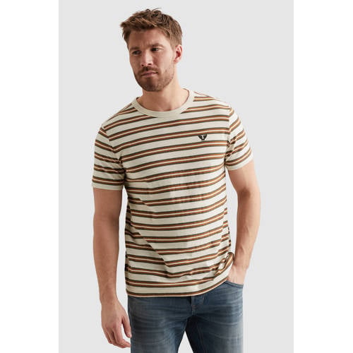 PME Legend regular gestreepte T-shirt ecru afbeelding