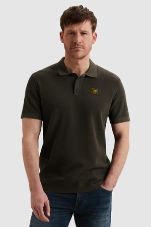 regular polo gebreid donkergroen