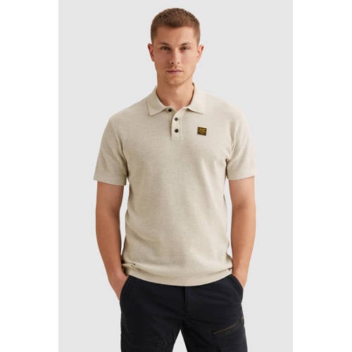 PME Legend regular polo gebreid ecru afbeelding