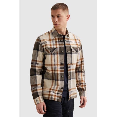 PME Legend geruit overshirt ecru afbeelding