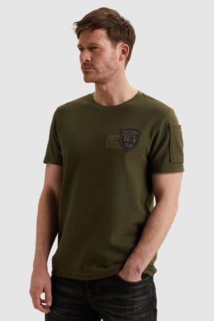 regular T-shirt gebreid donkergroen