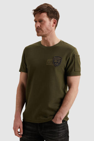 regular T-shirt gebreid donkergroen