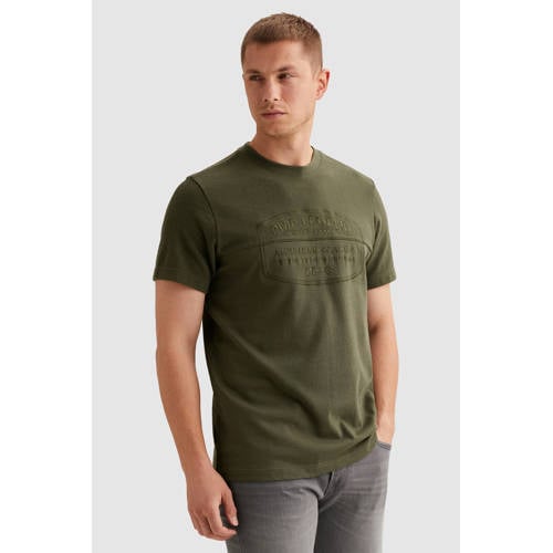 PME Legend regular T-shirt donkergroen met textuur afbeelding
