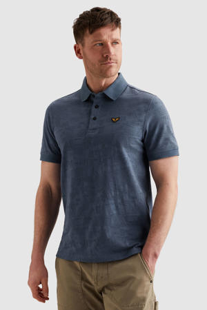 regular polo met ingebreid patroon donkerblauw