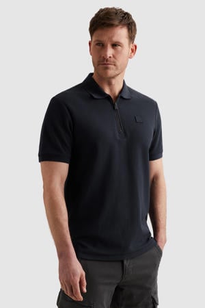 regular polo donkerblauw gebreid