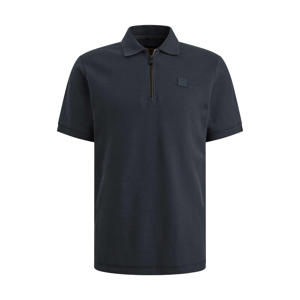 regular polo donkerblauw gebreid