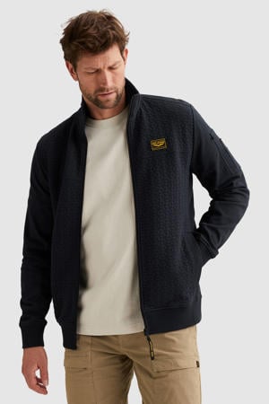 sweatvest met textuur donkerblauw