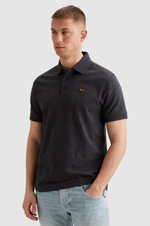 regular polo met ingebreid patroon zwart
