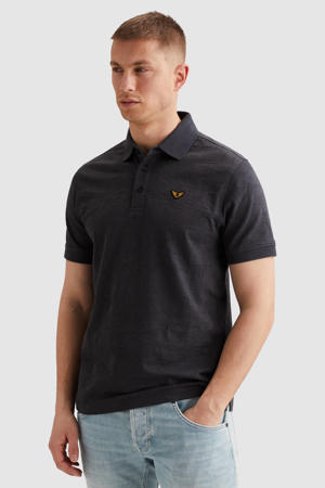 regular polo met ingebreid patroon zwart