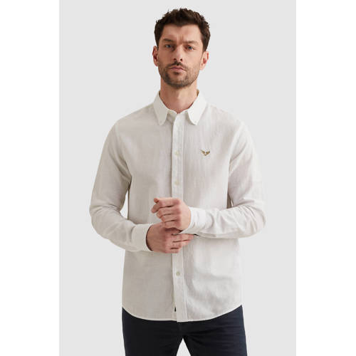 PME Legend regular casual overhemd met linnen wit afbeelding