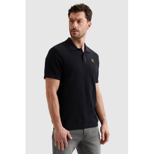 PME Legend regular polo gebreid donkerblauw afbeelding