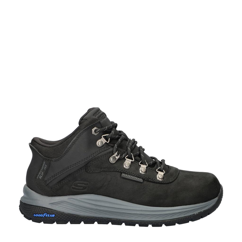 Zwarte heren Skechers Hands Free Slip-In Meroe leren sneakers met veters