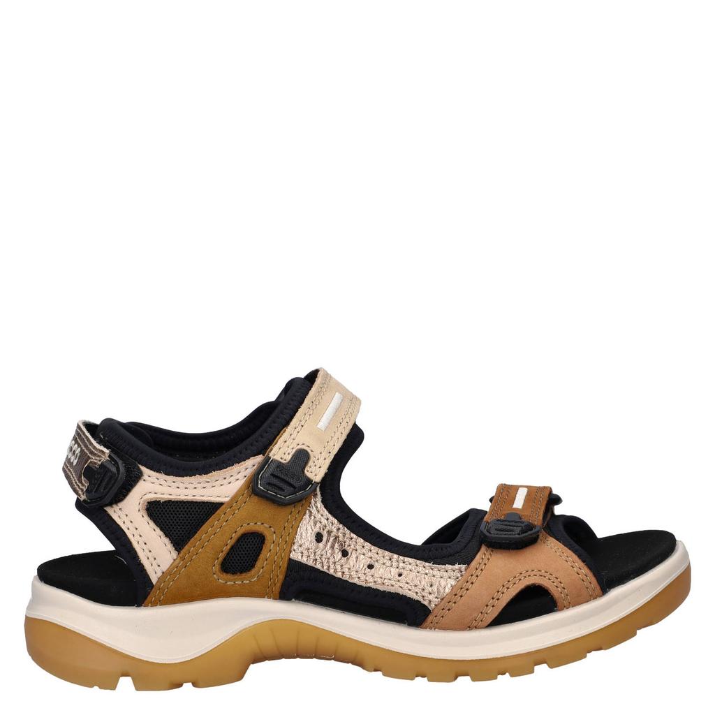 Bruin en multikleurige dames Ecco Offroad Atmos suede sandalen van nubuck met klittenband