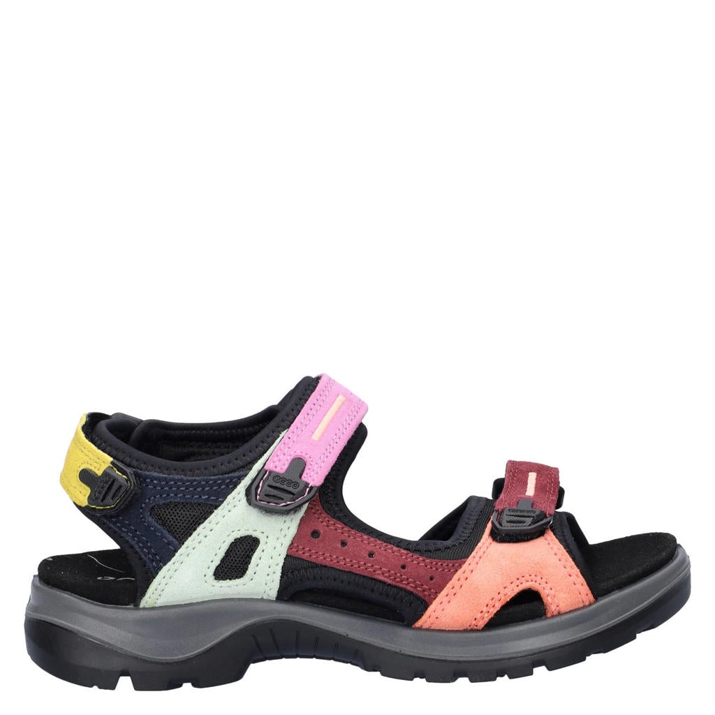 Multikleurige dames Ecco Offroad Atmos suede sandalen van nubuck met klittenband